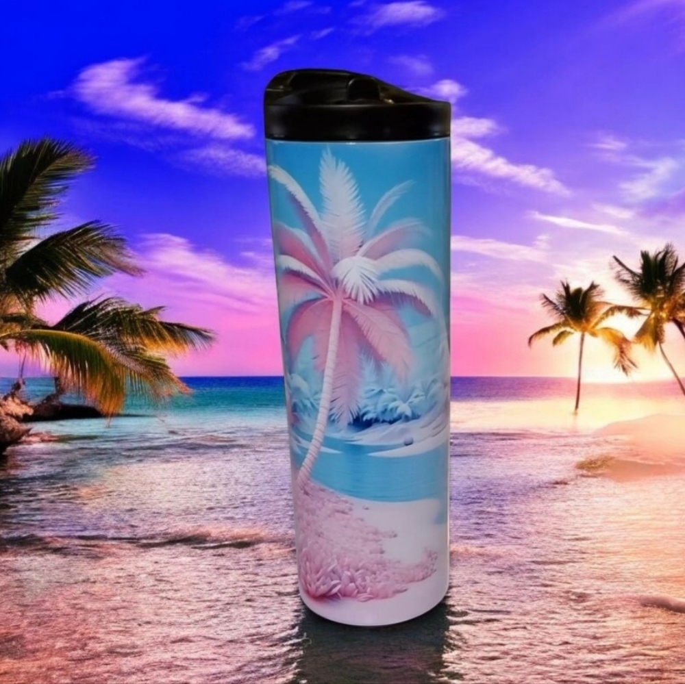 Pastel Palm Trees 20oz Tumbler with duo lids 🎉sale
